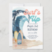 Surf's Up | Tropical Beach Kids Birthday Invitation (Front)