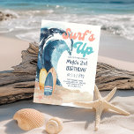 Surf's Up | Tropical Beach Kids Birthday Invitation<br><div class="desc">Surf theme kids birthday invitation features a watercolor big wave,  surfboards and starfish on the beach with "Surf's Up" typography in retro cool lettering. The tropical colors (coral,  yellow,  turquoise and navy blue) work great for a boy or girl. Art by KL Stock.</div>