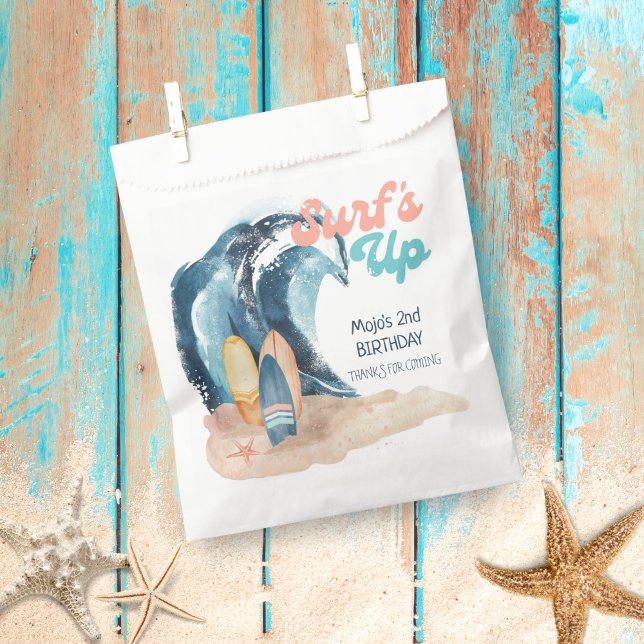 Surf's Up | Tropical Beach Surfing Birthday  Favor Bag (Creator Uploaded)