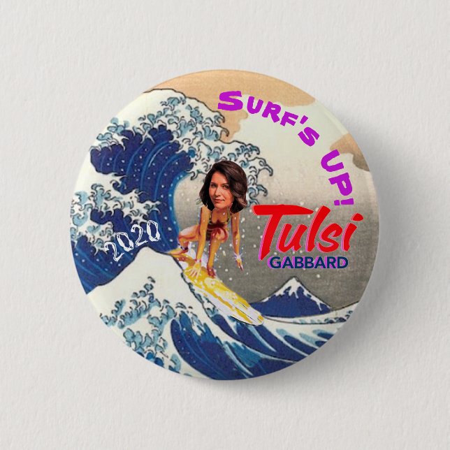 Surf's Up! Tulsi 2020 Button (Front)