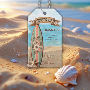 Surf's Up Vintage Floral Baby Shower Gift Tags
