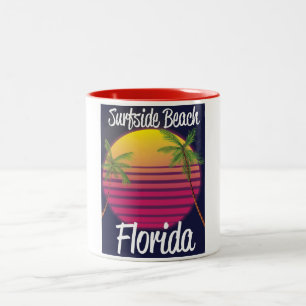 surfside beach florida vintage travel poster Two-Tone coffee mug