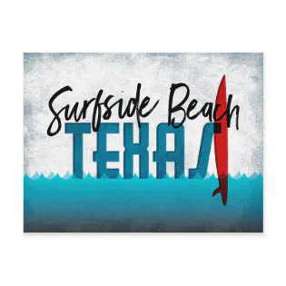 Surfside Beach Postcard Texas Surfboard