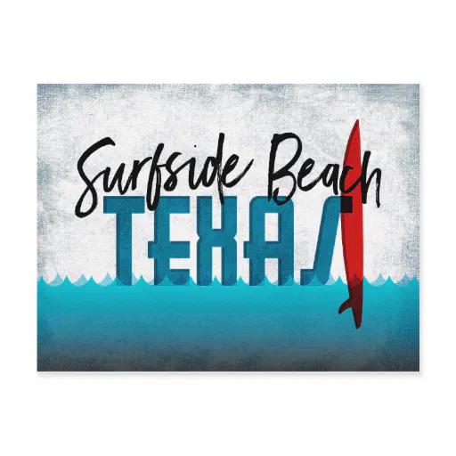 Surfside Beach Postcard Texas Surfboard
