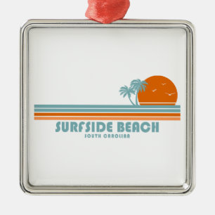 Surfside Beach South Carolina Sun Palm Trees Metal Ornament