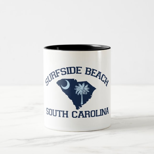 Surfside Beach. Two-Tone Coffee Mug (Center)