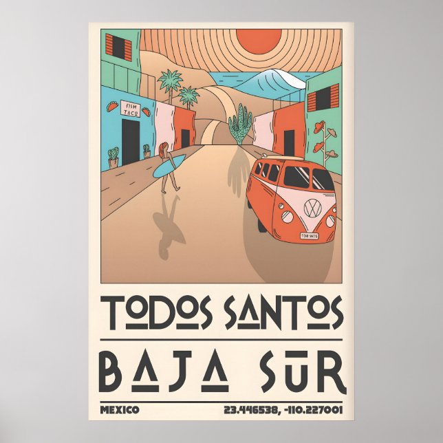 Surfside Bliss Print - Vintage VW Van and Mexican (Front)
