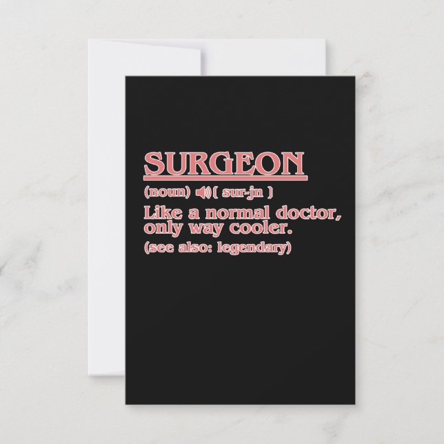 Surgeon Definition Surgery Medical Doctor Neurolog RSVP Card (Front)