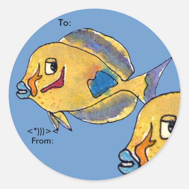 Surgeon Fish Tang Cartoon Fish Personalized Labels (Front)
