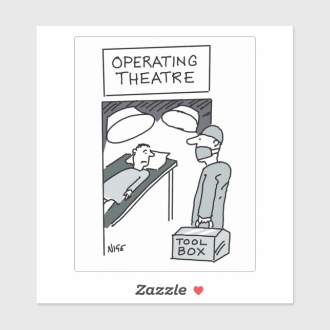 Surgeon has Toolbox Cartoon. Sticker (Sheet)