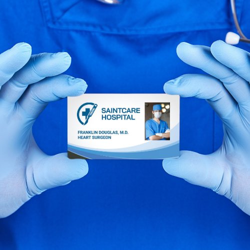 Surgeon in Scrubs  Medical Scalpel Logo Business Card