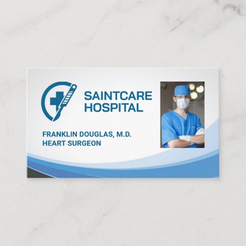 Surgeon in Scrubs  Medical Scalpel Logo Business Card