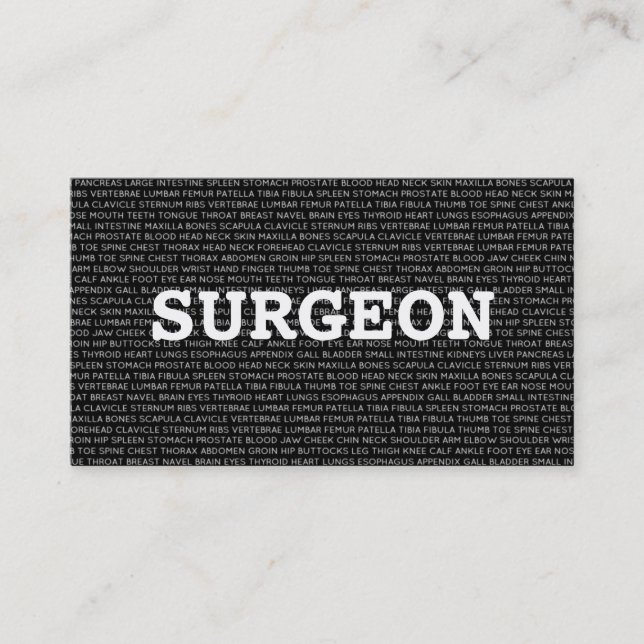 Surgeon Medical Words Business Card (Front)