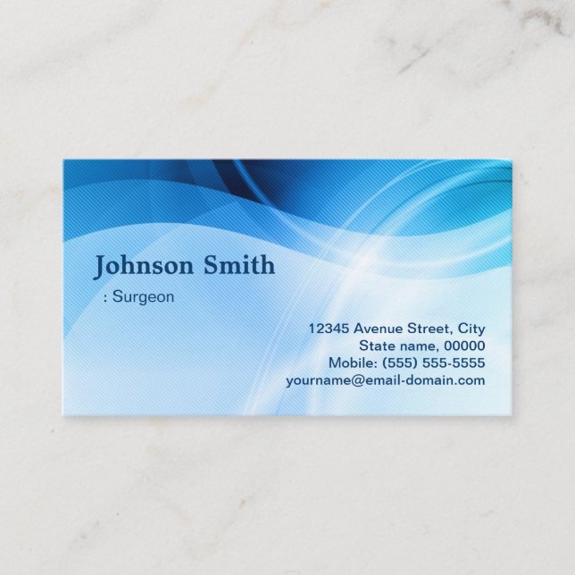 Surgeon - Modern Blue Creative Business Card (Front)