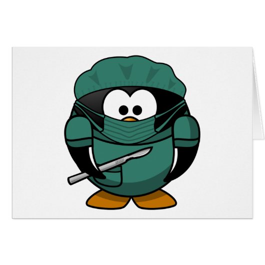 Surgeon Penguin Cartoon Cards (Front Horizontal)