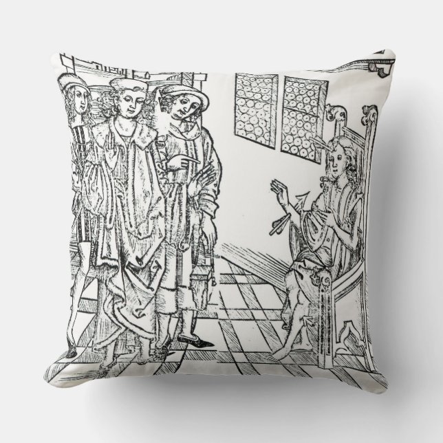Surgeon visits a man with arrow wounds, from 'Das Throw Pillow (Front)