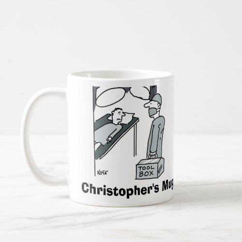 Surgeon with Toolbox Personalise with Name Coffee Mug