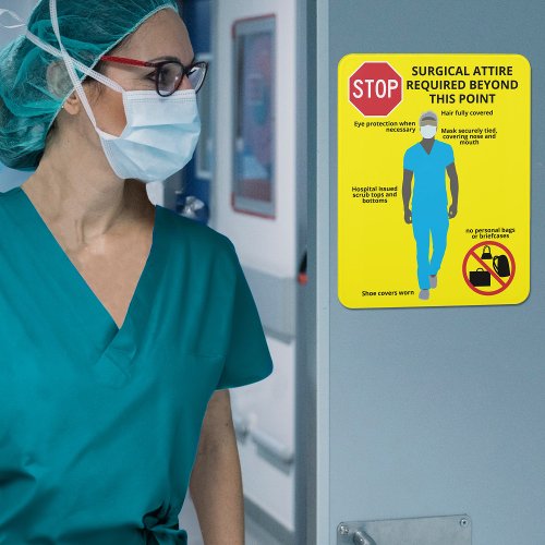 Surgical Attire Beyond This Point Door Sign