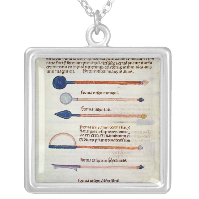 Surgical instruments from a treatise silver plated necklace (Front)