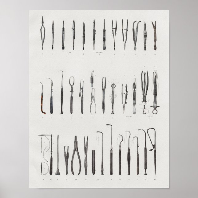 Surgical Medical Instruments Vintage Anatomy Print (Front)