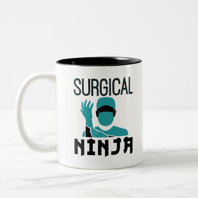 Surgical Ninja Scrub Tech Technologist Two-Tone Coffee Mug (Left)