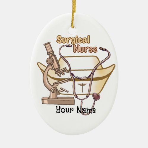 Surgical Nurse Collage Oval Ceramic Ornament