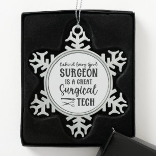 Surgical Tech   Surgical Technologist Appreciation Snowflake Pewter Christmas Ornament