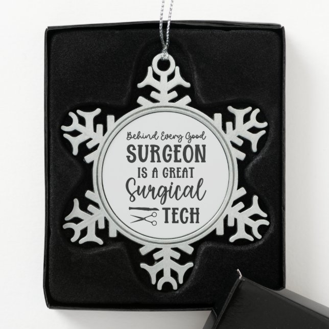 Surgical Tech | Surgical Technologist Appreciation Snowflake Pewter Christmas Ornament (Box)