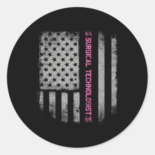 Surgical Technologist Us Flag Classic Round Sticker