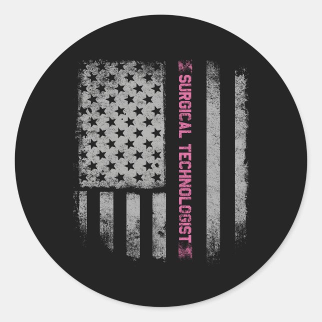 Surgical Technologist Us Flag Classic Round Sticker (Front)
