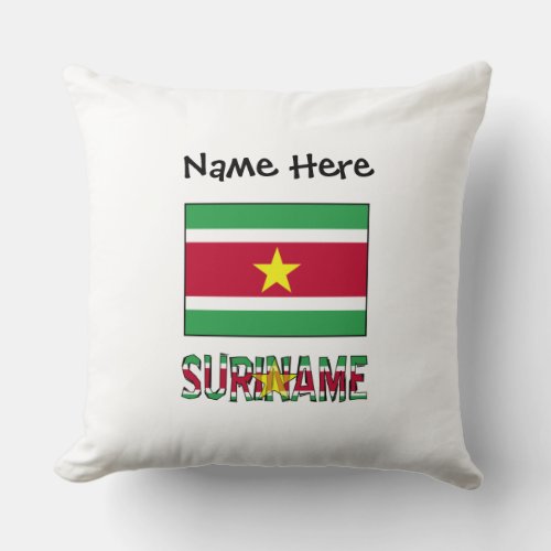 Suriname and Surinamese Flag Personalized  Throw Pillow