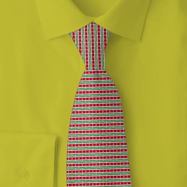 Suriname Flag Brick Pattern Neck Tie (Creator Uploaded)