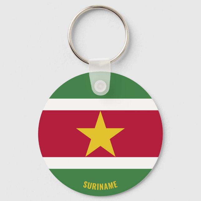 Suriname Flag Charming Patriotic Keychain (Front)