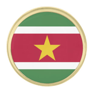 Suriname Flag Gold Finish Lapel Pin