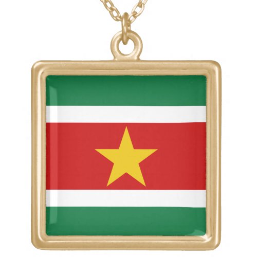 Suriname Flag Gold Plated Necklace