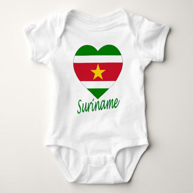 Suriname Flag Heart Baby Bodysuit (Front)