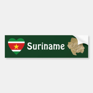 Suriname Flag Heart + Map Bumper Sticker