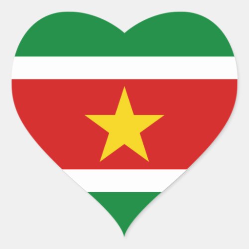 Suriname Flag Heart Sticker