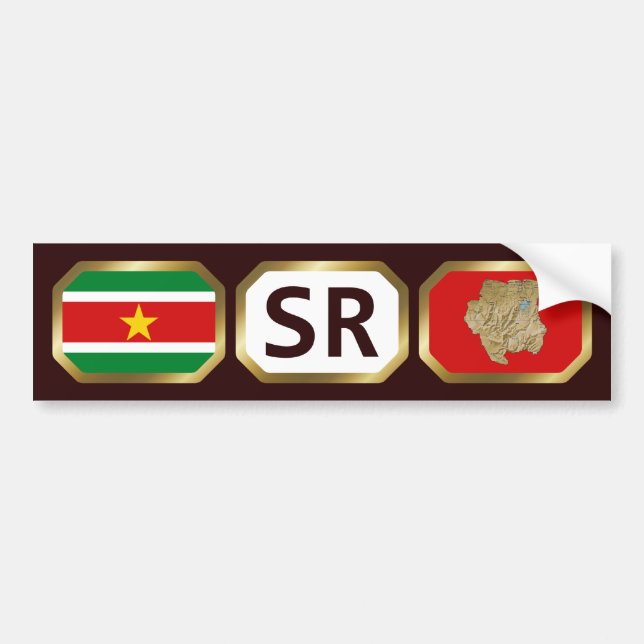Suriname Flag Map Code Bumper Sticker (Front)