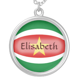 Suriname Flag + Name Necklace