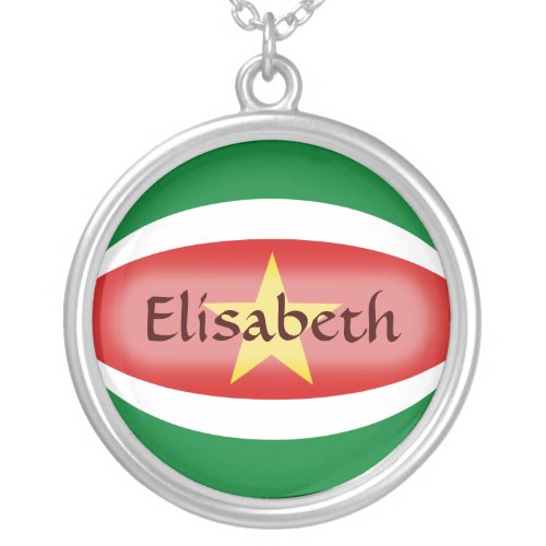 Suriname Flag  Name Necklace