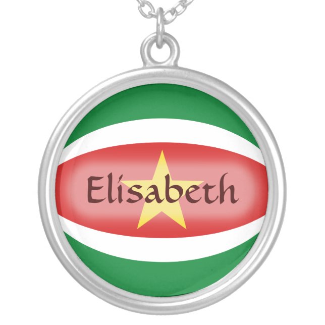 Suriname Flag + Name Necklace (Front)