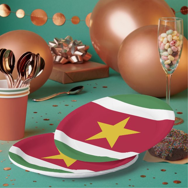 Suriname flag paper plates (Multi)