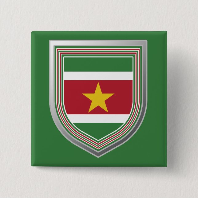 Suriname Flag Shield Button (Front)