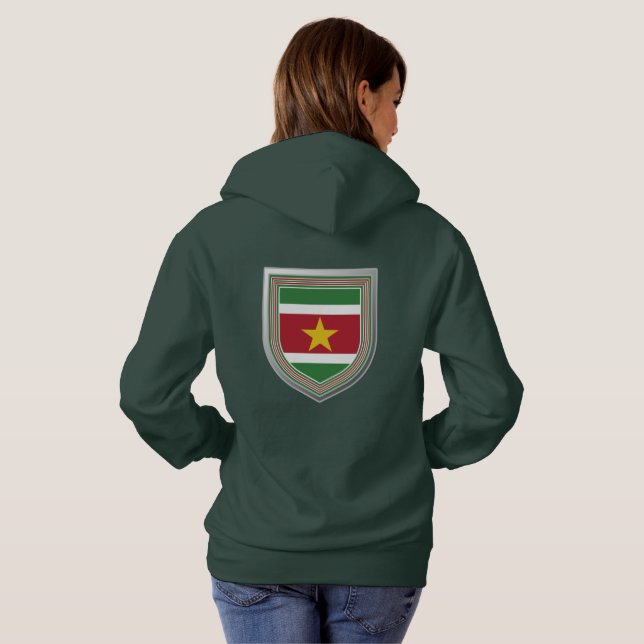 Suriname Flag Shield Hoodie (Back Full)