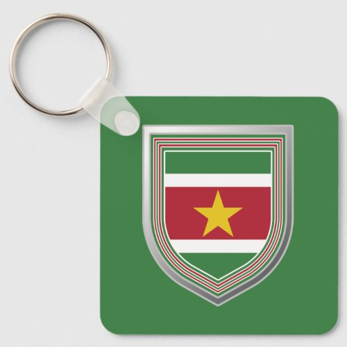 Suriname Flag Shield Keychain