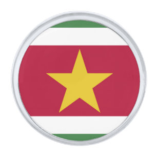 Suriname flag silver finish lapel pin