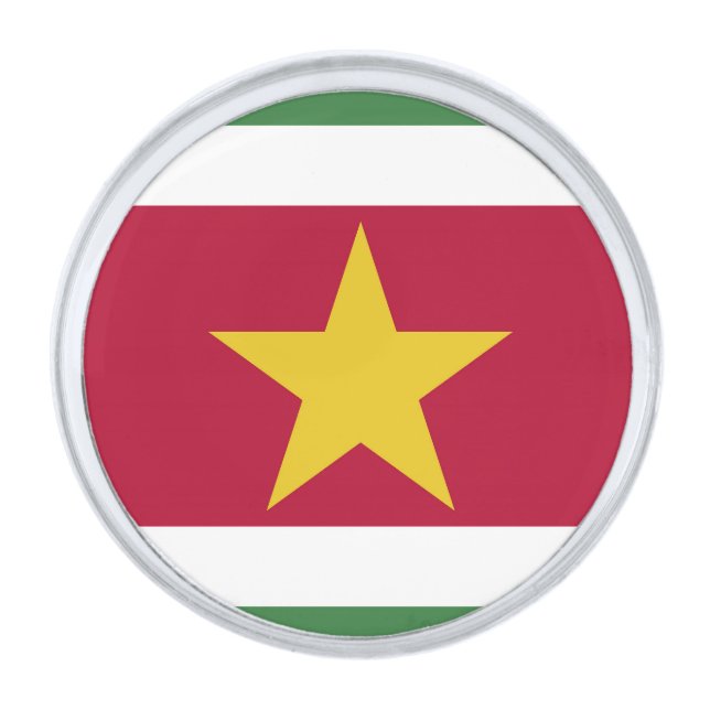 Suriname flag silver finish lapel pin (Front)