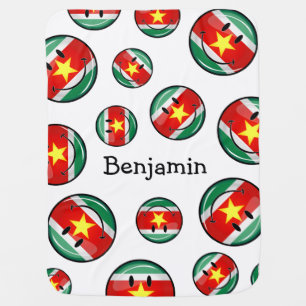 Suriname Flag   Smiling Face Receiving Blanket