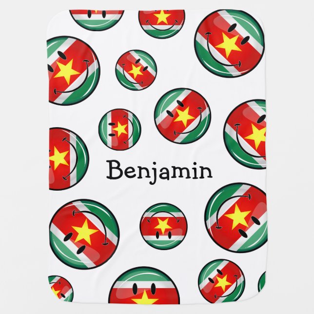 Suriname Flag | Smiling Face Receiving Blanket (Front)
